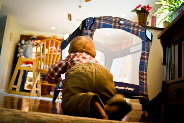 Baby crawling away